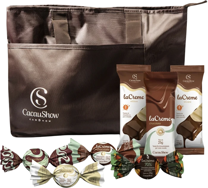 Bolsa Cacau Show com tabletes laCreme e trufas